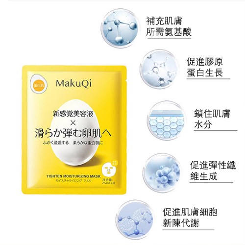 日本 MakuQi 蛋殼面膜深層保濕淨肌透亮 5片/盒